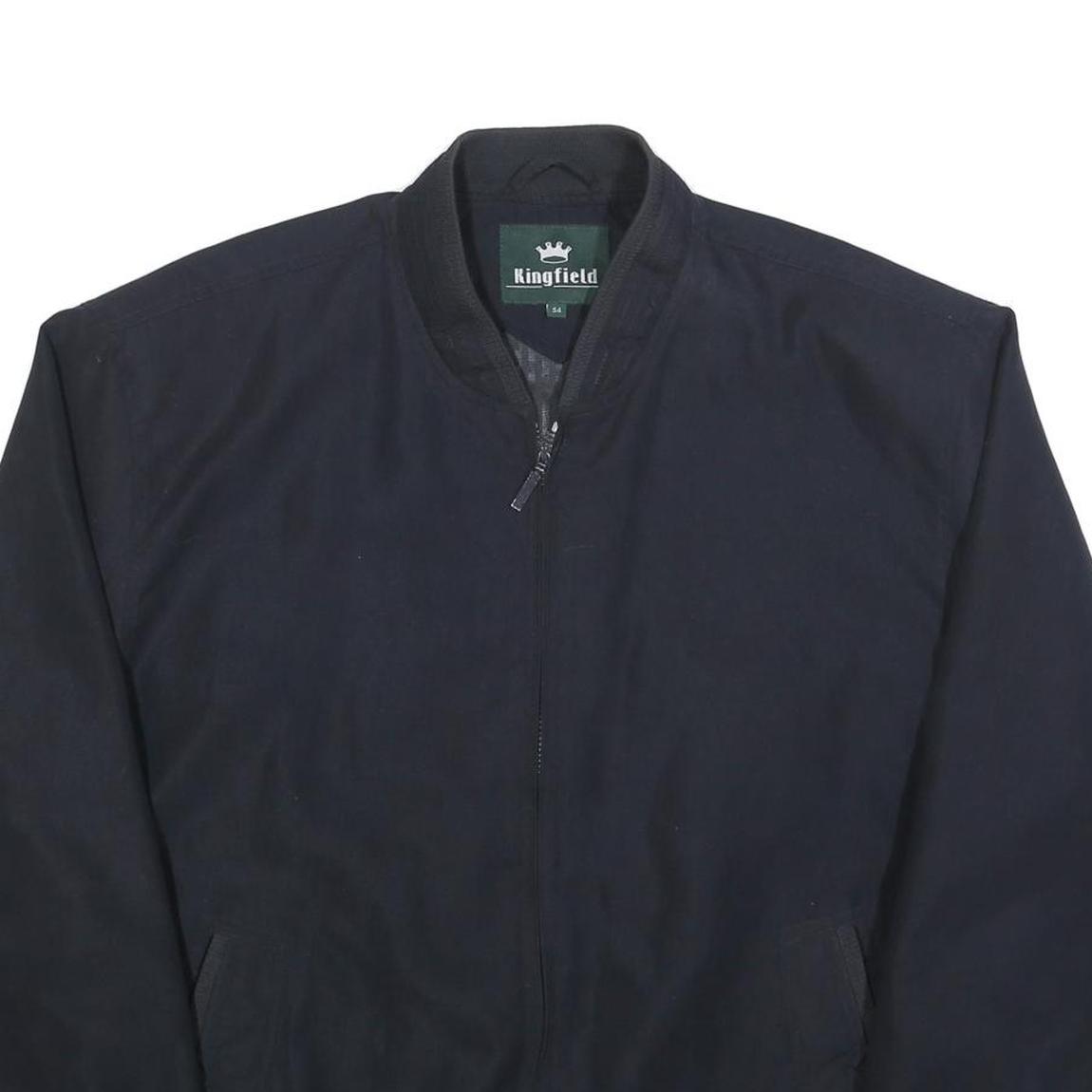 KINGFIELD Mens Black Classic Jacket L Polyester Zip Plain Casual Outerwear