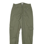 CLOCKHOUSE Womens Cotton Blend Green Relaxed Cargo Trousers W26 L28 Utility Zip