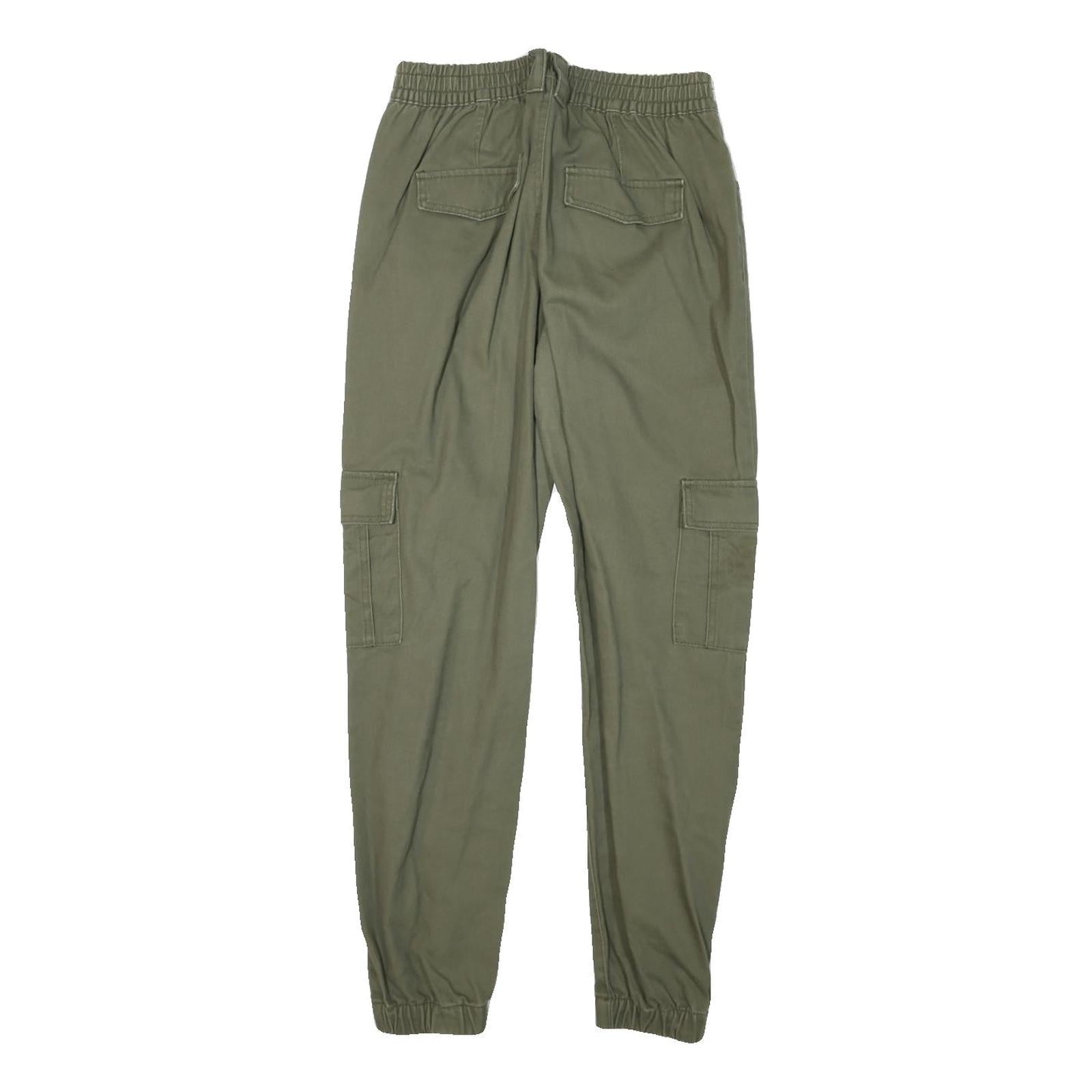 CLOCKHOUSE Womens Cotton Blend Green Relaxed Cargo Trousers W26 L28 Utility Zip