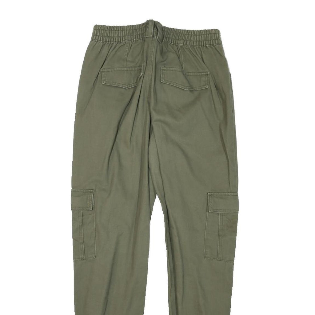 CLOCKHOUSE Womens Cotton Blend Green Relaxed Cargo Trousers W26 L28 Utility Zip