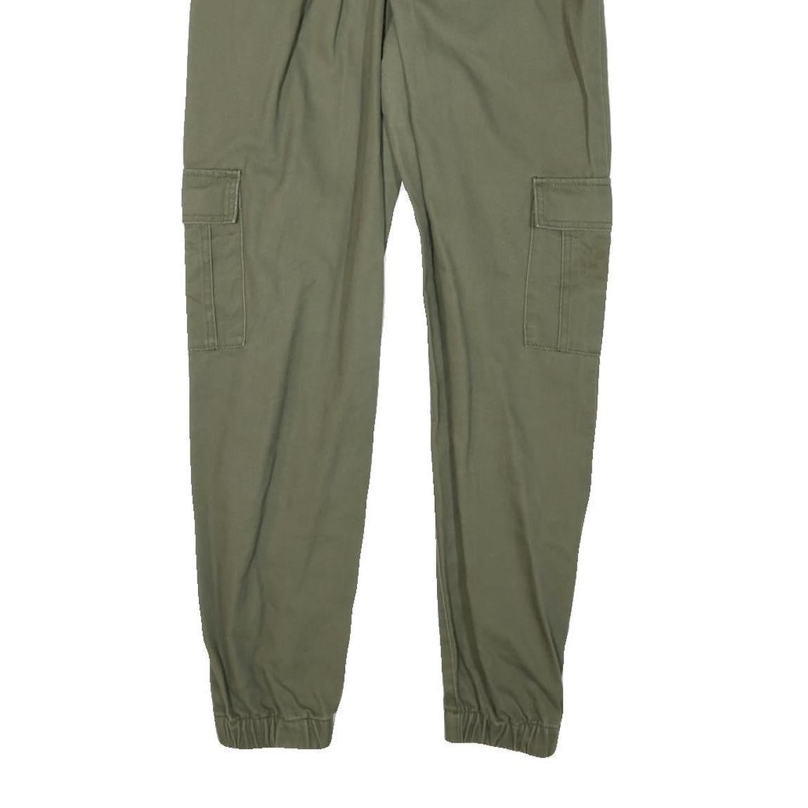 CLOCKHOUSE Womens Cotton Blend Green Relaxed Cargo Trousers W26 L28 Utility Zip