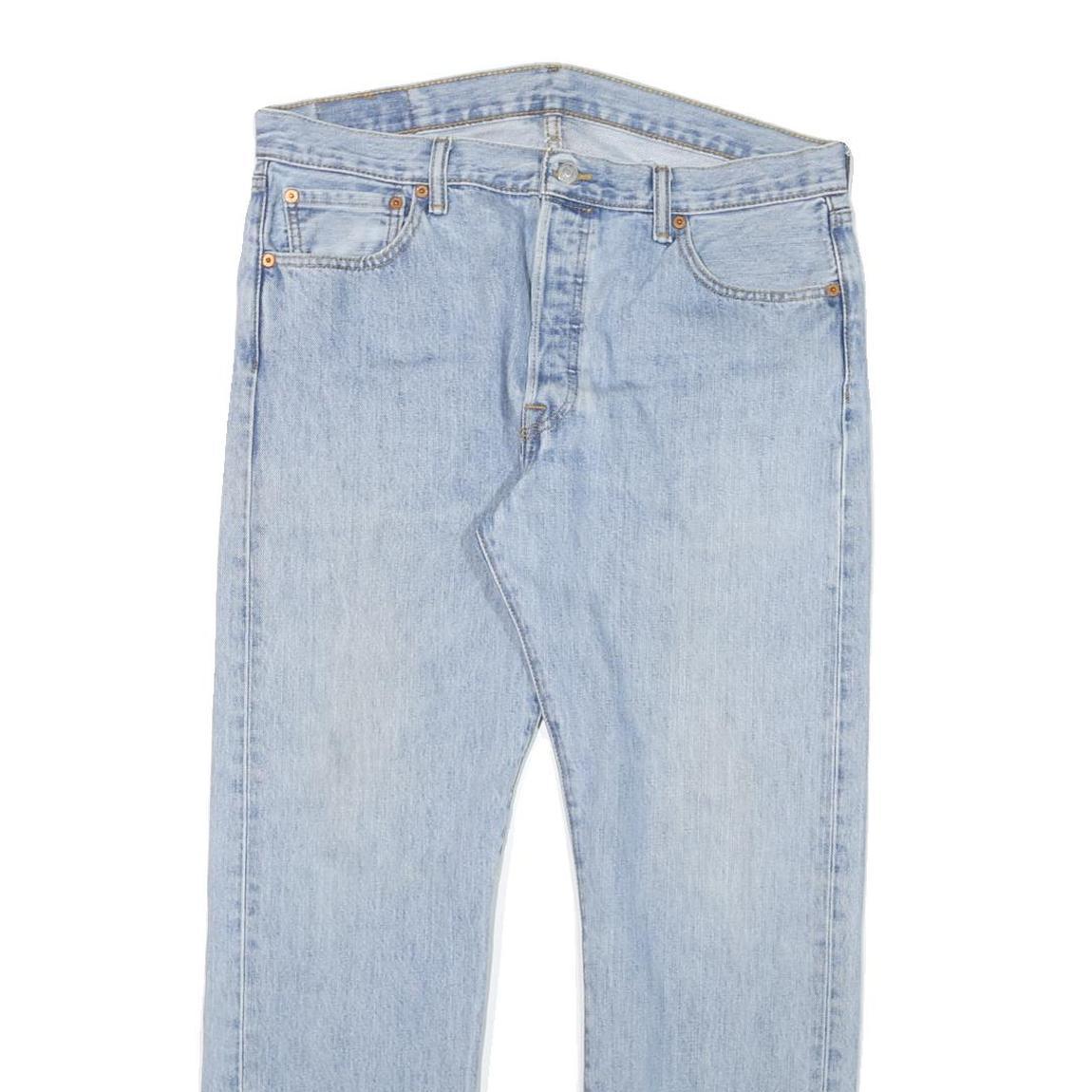 LEVI'S Mens Cotton Blend Blue Regular Straight Trousers W36 L29 Classic Zip