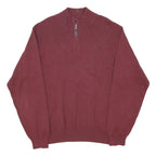 NAUTICA Mens Maroon Plain Pullover Roll Neck Chunky Knit L Cotton Blend Jumper