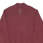 NAUTICA Mens Maroon Plain Pullover Roll Neck Chunky Knit L Cotton Blend Jumper