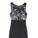 MANGO Womens Black & Blue Floral Sheath Polyester Blend Sleeveless Midi Dress S