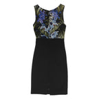 MANGO Womens Black & Blue Floral Sheath Polyester Blend Sleeveless Midi Dress S