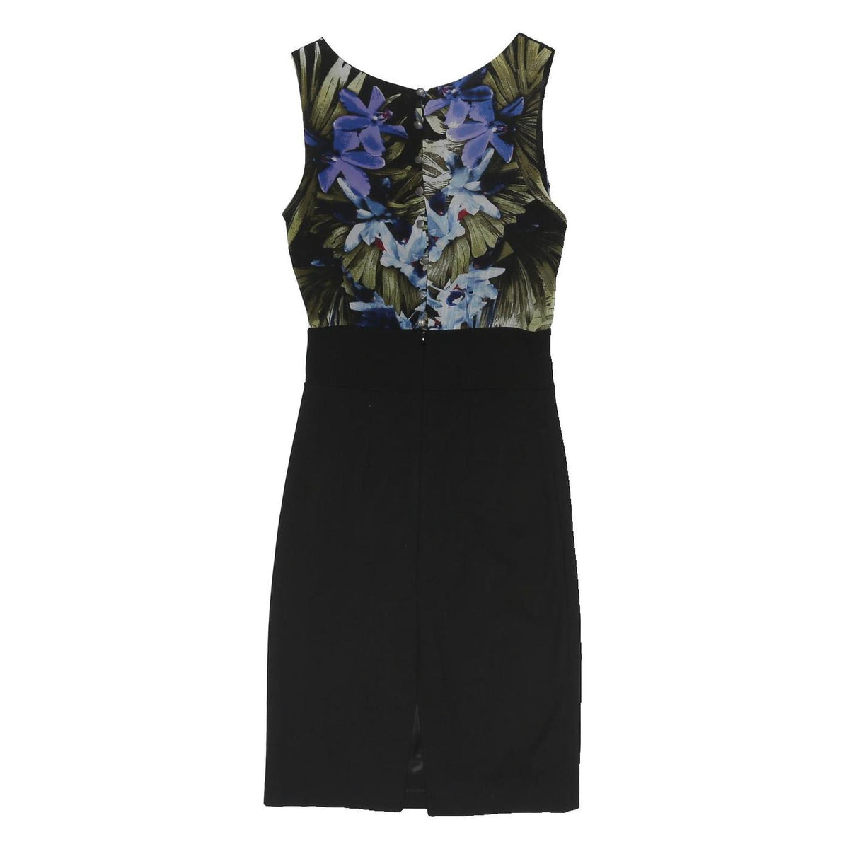 MANGO Womens Black & Blue Floral Sheath Polyester Blend Sleeveless Midi Dress S