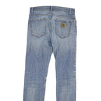 CARHARTT Mens Slim Blue Denim Light Jeans W32 L34 Relaxed Fit Cotton Blend Zip