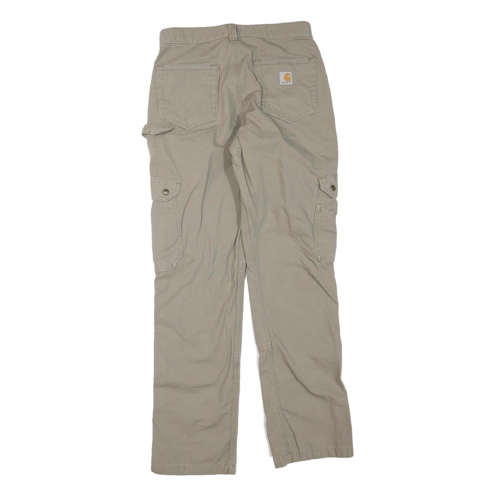 CARHARTT Mens Beige Cotton Blend Regular Cargo Trousers W30 L34 Workwear Utility