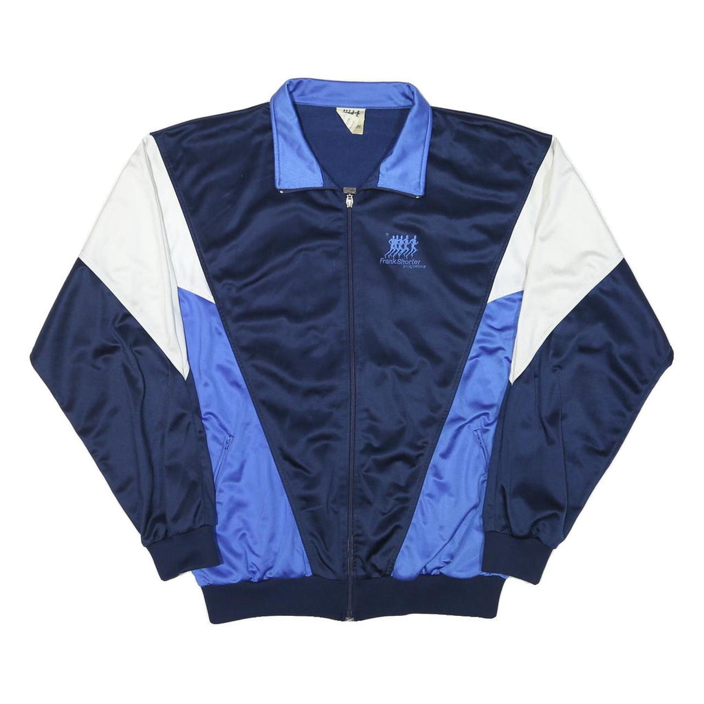 FRANK SHORTER Mens Navy & Blue Sports Jacket XL Polyester Blend Zip Track Top