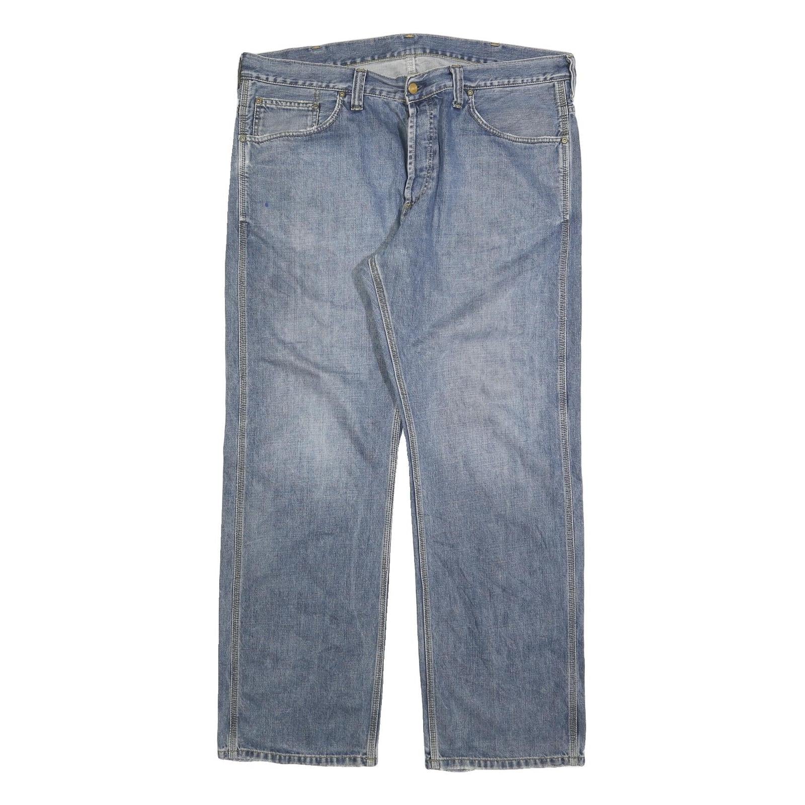 CARHARTT Mens Relaxed Jeans Blue Denim W42 L34 Cotton Blend Zip Casual Workwear