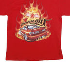 DELTA PRO WEIGHT Mens Red Graphic T-Shirt M Short Sleeve Round Neck Burnout