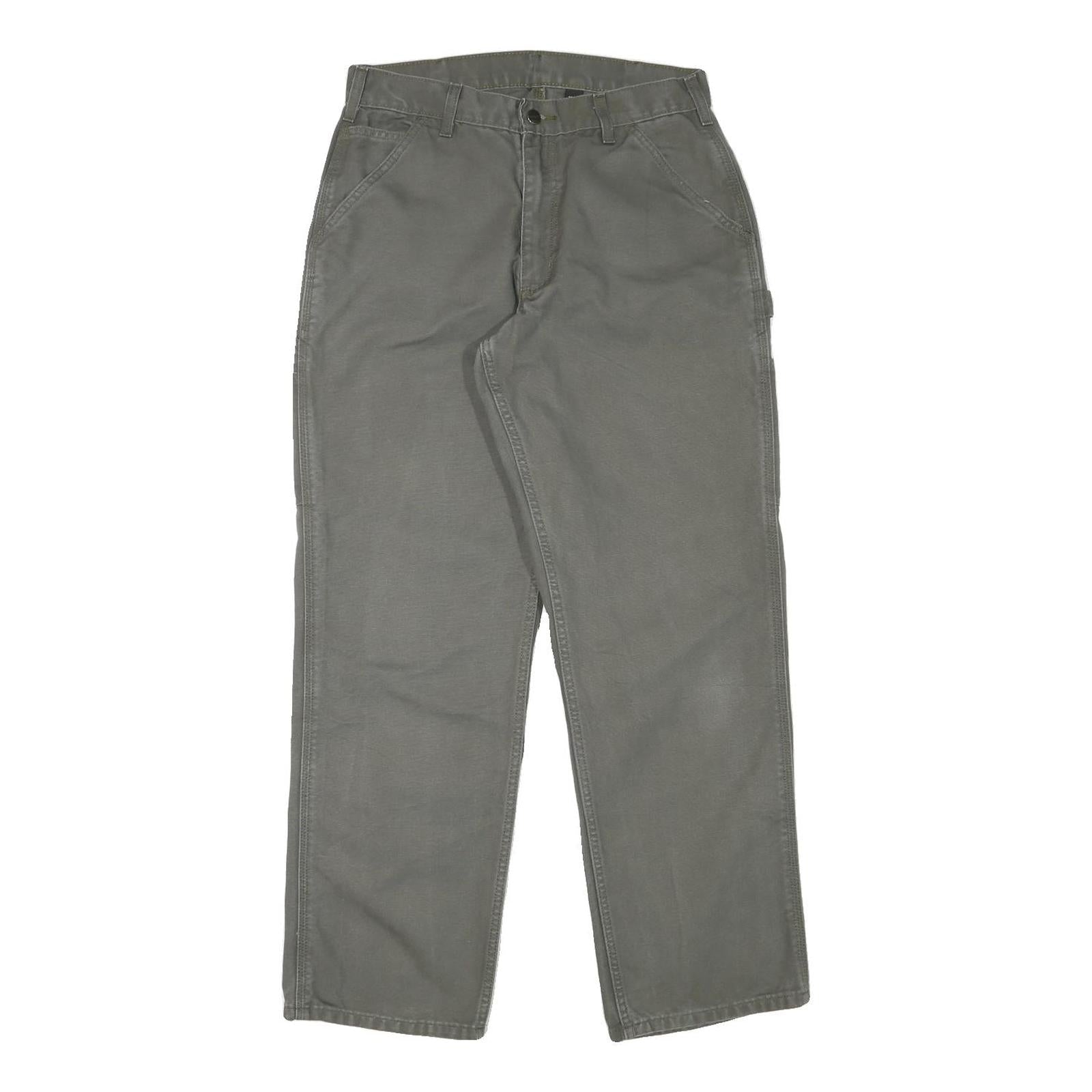CARHARTT Mens Regular Fit Grey Cotton Blend Trousers W30 L31 Workwear Utility
