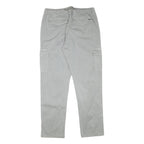 INDICODE Mens Cotton Blend Grey Regular Cargo Trousers W33 L31 Drawstring Waist