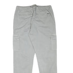 INDICODE Mens Cotton Blend Grey Regular Cargo Trousers W33 L31 Drawstring Waist