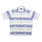 ROPER Mens Blue & Beige Pattern Shirt M Short Sleeve Cotton Casual