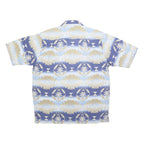 ROPER Mens Blue & Beige Pattern Shirt M Short Sleeve Cotton Casual