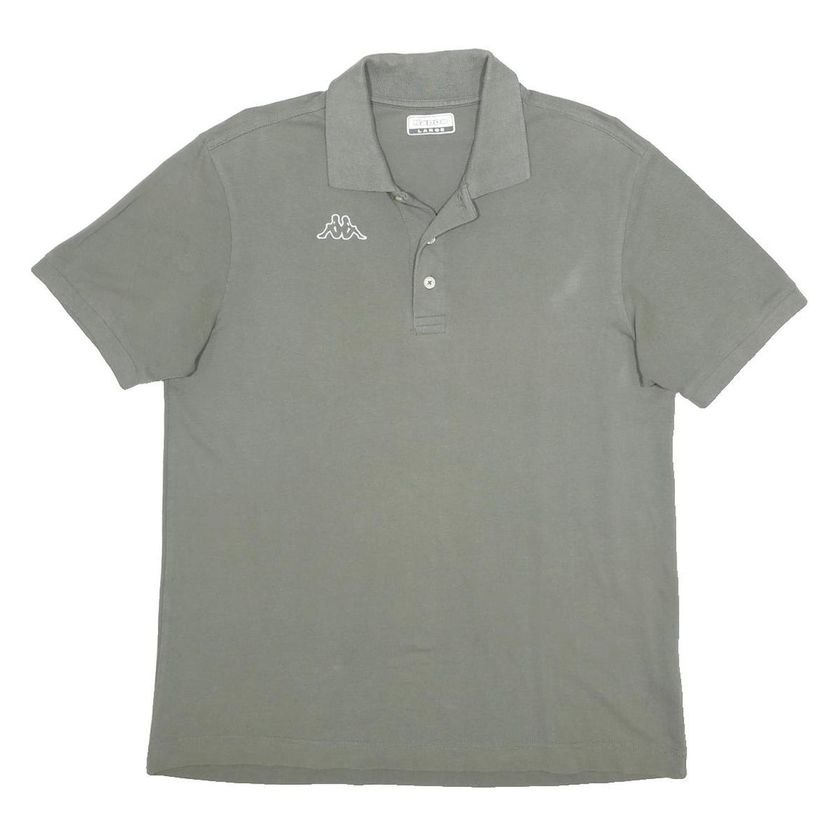 KAPPA Mens Grey Short Sleeve Plain Polo Shirt L Cotton Casual Sportswear
