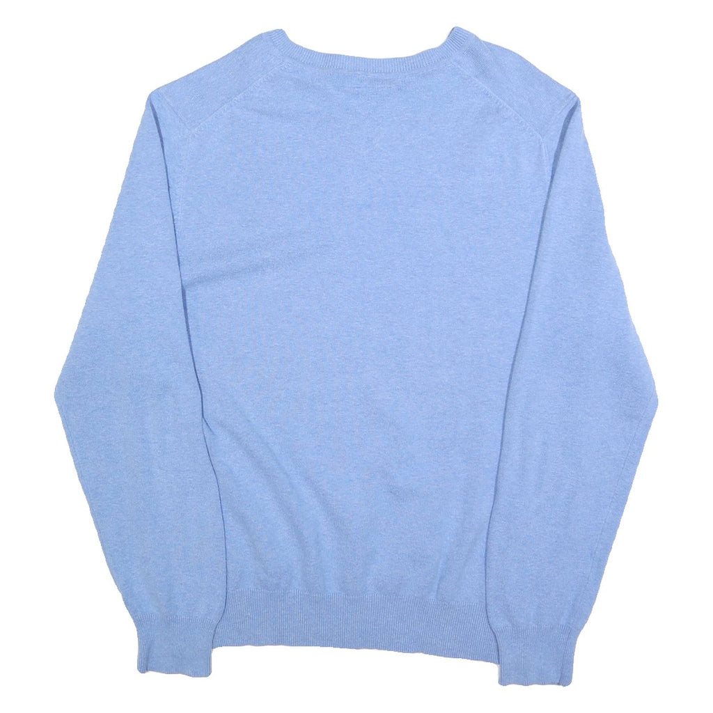 MCGREGOR Mens Blue Plain Cotton Blend V-Neck Basic Knit Jumper L Casual