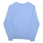 MCGREGOR Mens Blue Plain Cotton Blend V-Neck Basic Knit Jumper L Casual