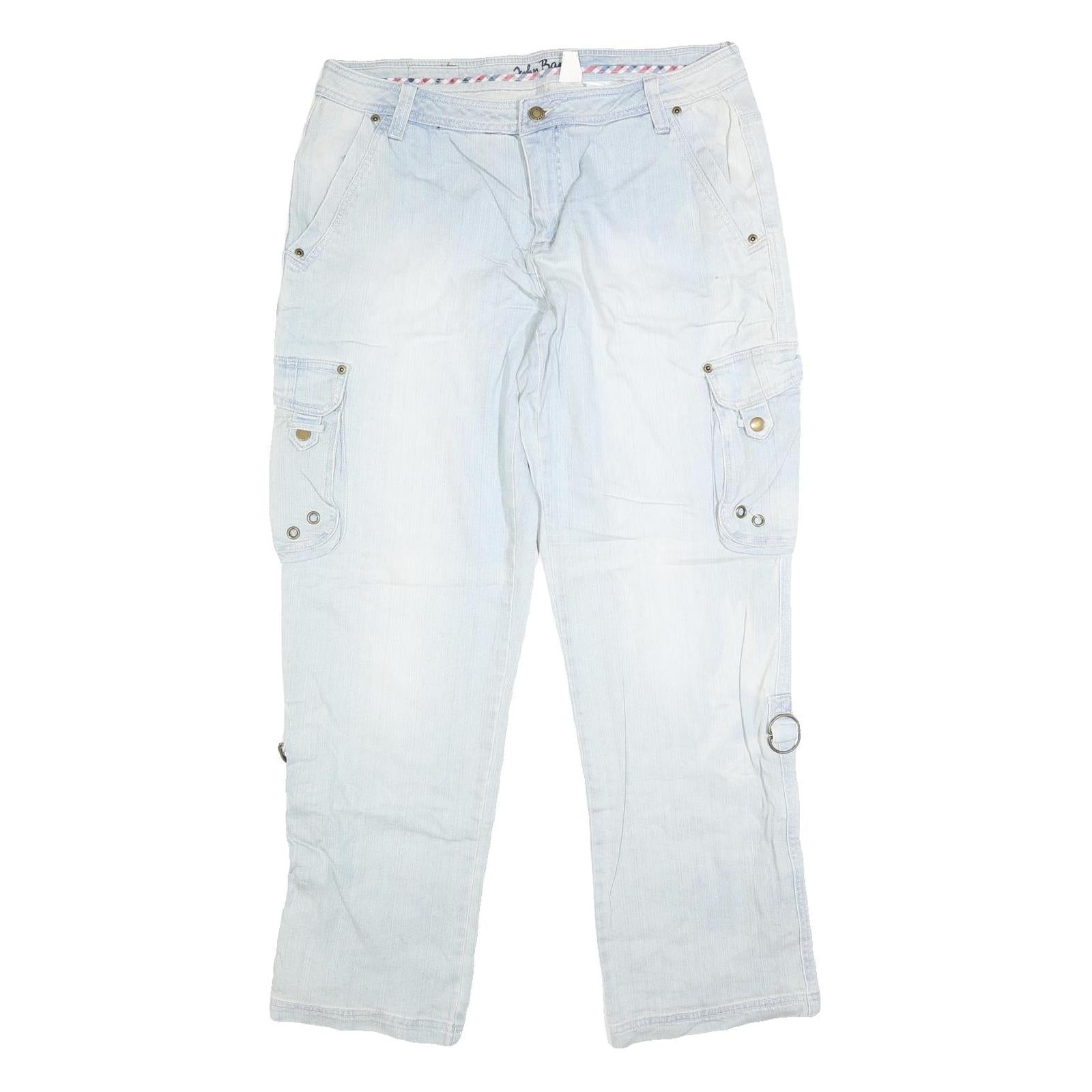 JOHN BANER Mens Jeans Light Blue Regular Regular Cotton Blend W34 L32 Cargo