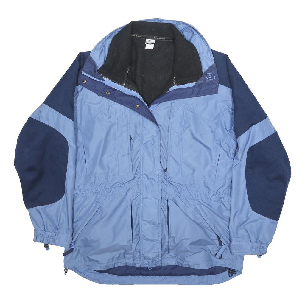 COLUMBIA Fleece Lined Womens Blue & Navy Outdoor Jacket L Zip Water Resistant
