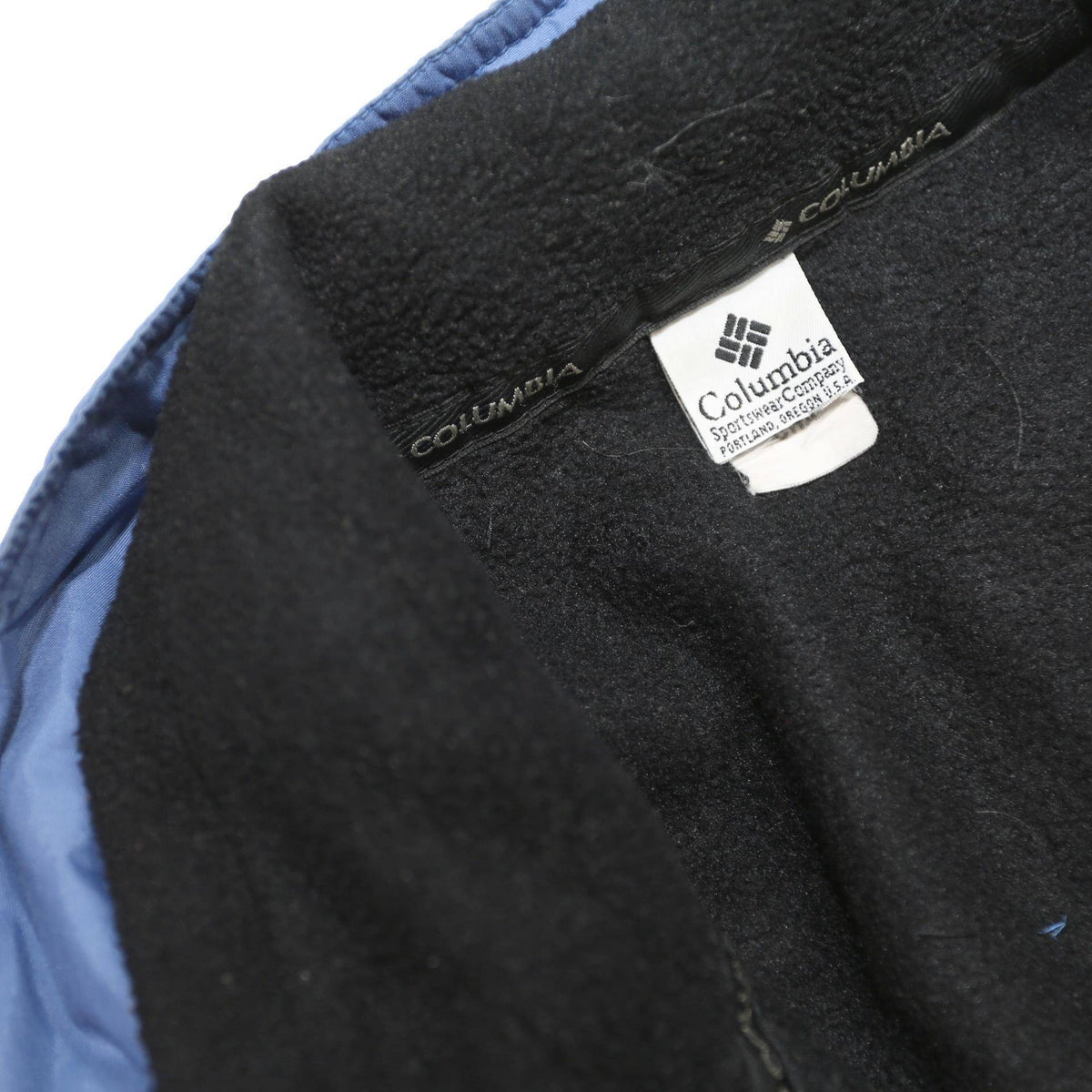 COLUMBIA Fleece Lined Womens Blue & Navy Outdoor Jacket L Zip Water Resistant
