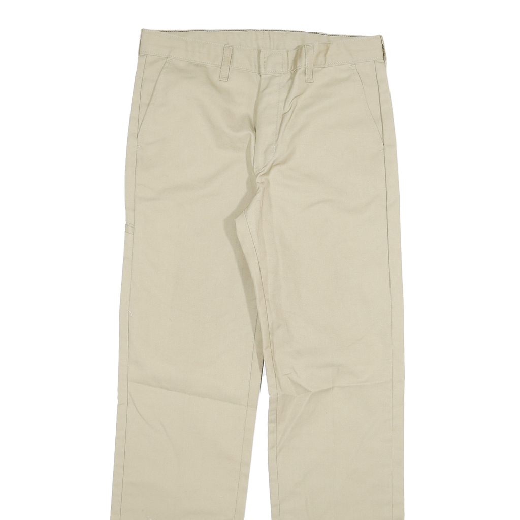DICKIES Womens Beige Cotton Blend Regular Straight Trousers W28 L30 Workwear Zip