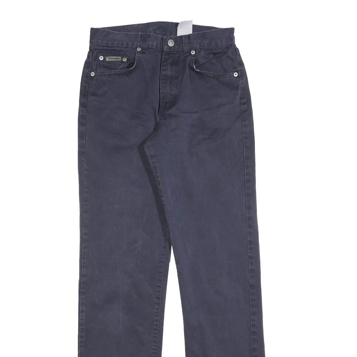 CALVIN KLEIN JEANS Womens Cotton Blend Blue Slim Straight Trousers W27 L32