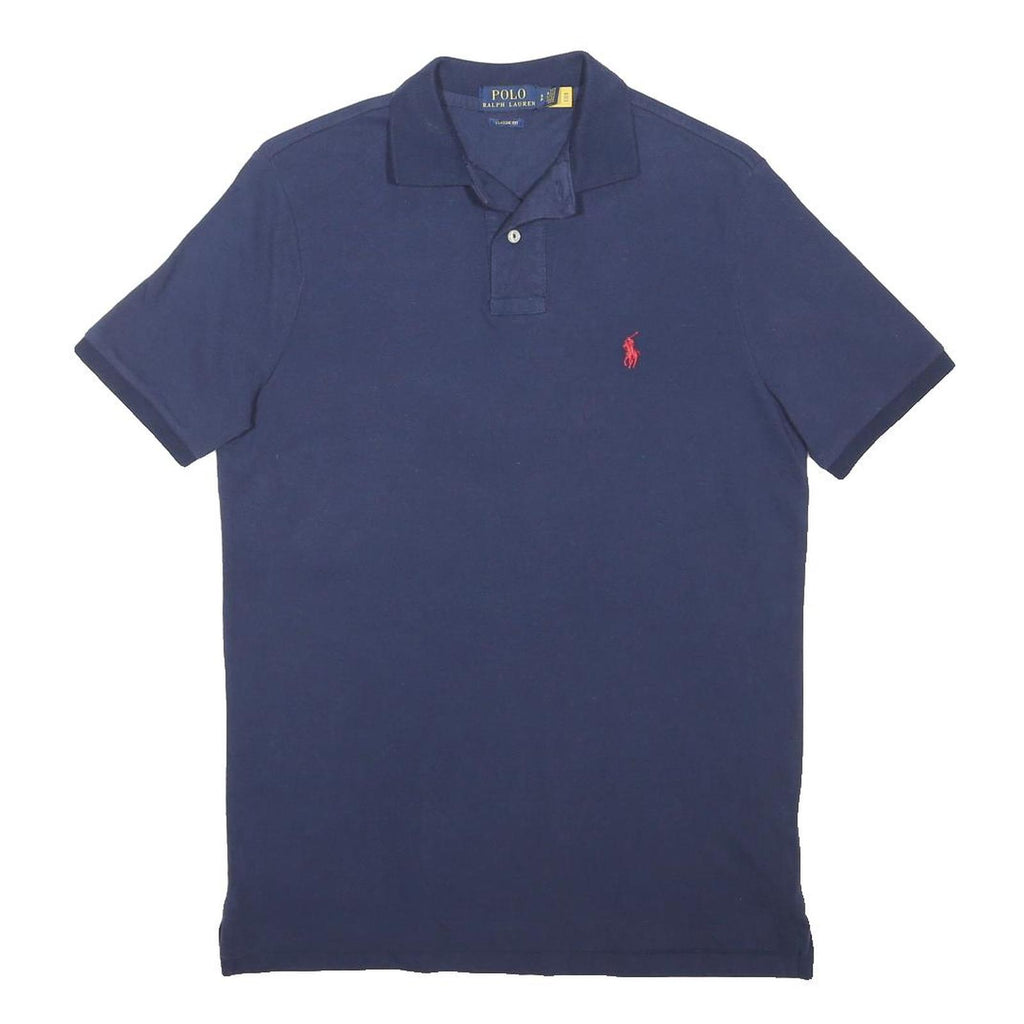 POLO RALPH LAUREN Mens Blue Red Logo Short Sleeve Polo Shirt S Classic Fit
