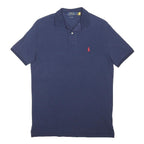 POLO RALPH LAUREN Mens Blue Red Logo Short Sleeve Polo Shirt S Classic Fit