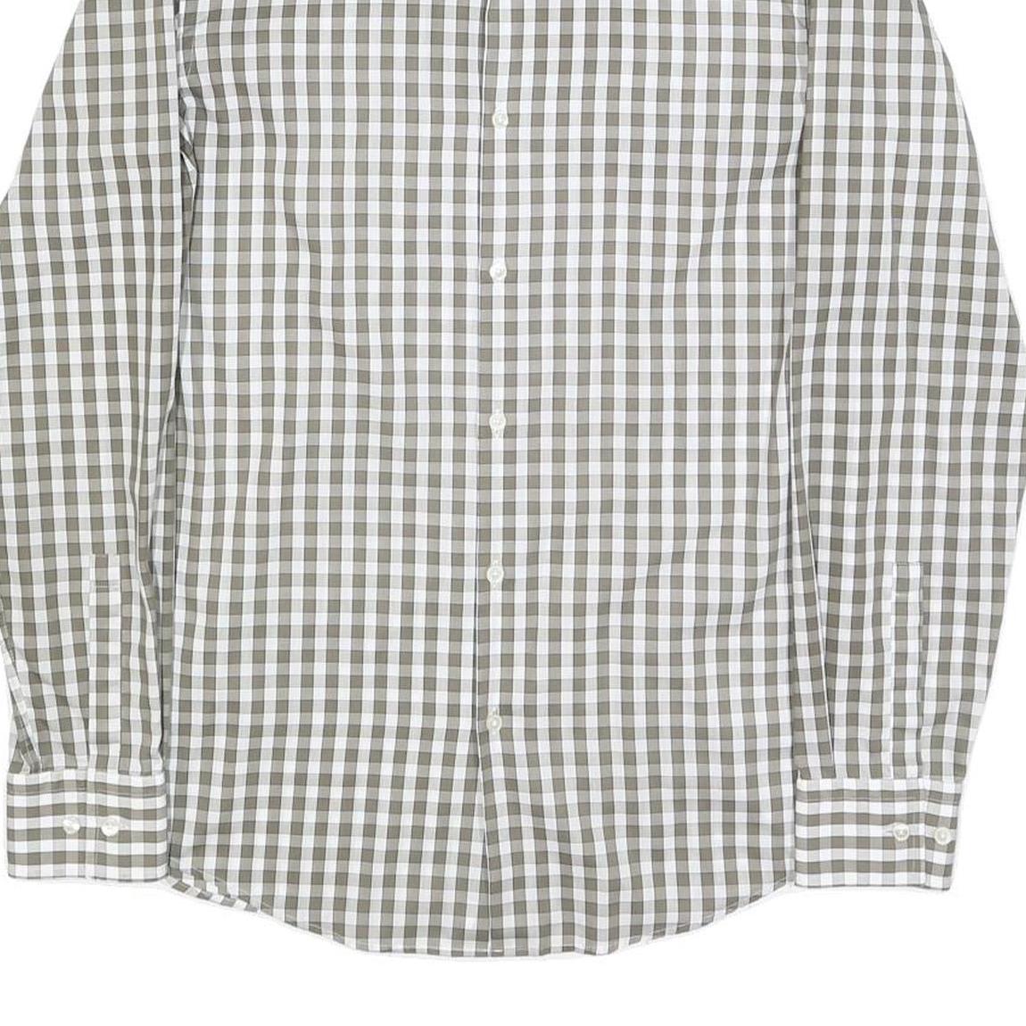 BOSS HUGO BOSS Mens Green & White Check Shirt M Cotton Classic Smart