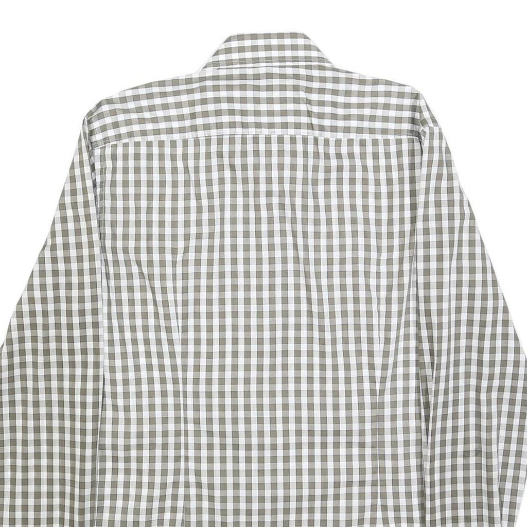 BOSS HUGO BOSS Mens Green & White Check Shirt M Cotton Classic Smart