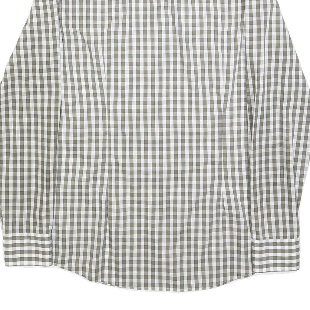 BOSS HUGO BOSS Mens Green & White Check Shirt M Cotton Classic Smart