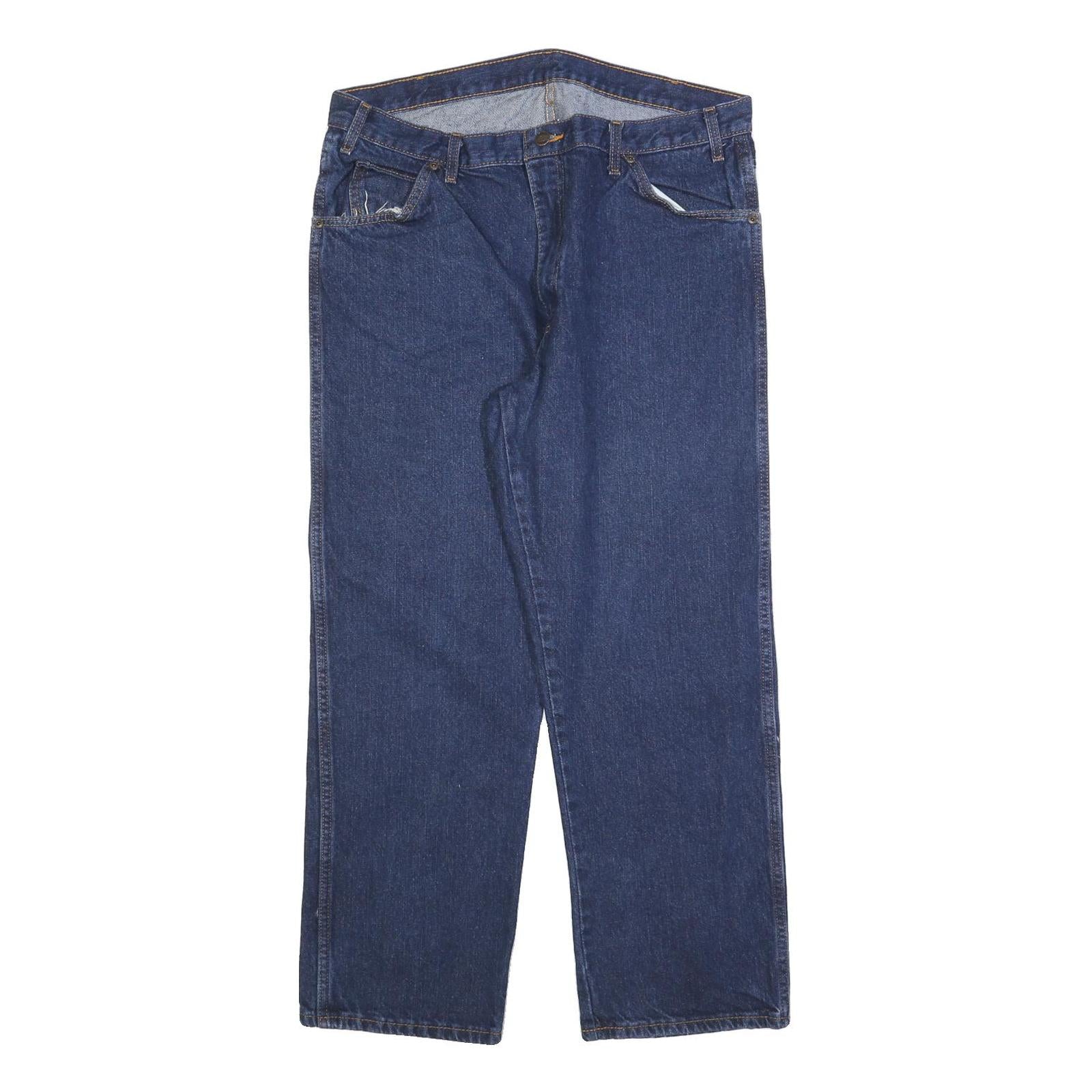 DICKIES Mens Regular Blue Denim Jeans W38 L29 Zip Closure Classic Fit Workwear