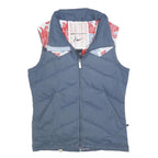 NIKE Womens Blue & Red Sleeveless Zip Polyester Blend Outdoor Jacket S