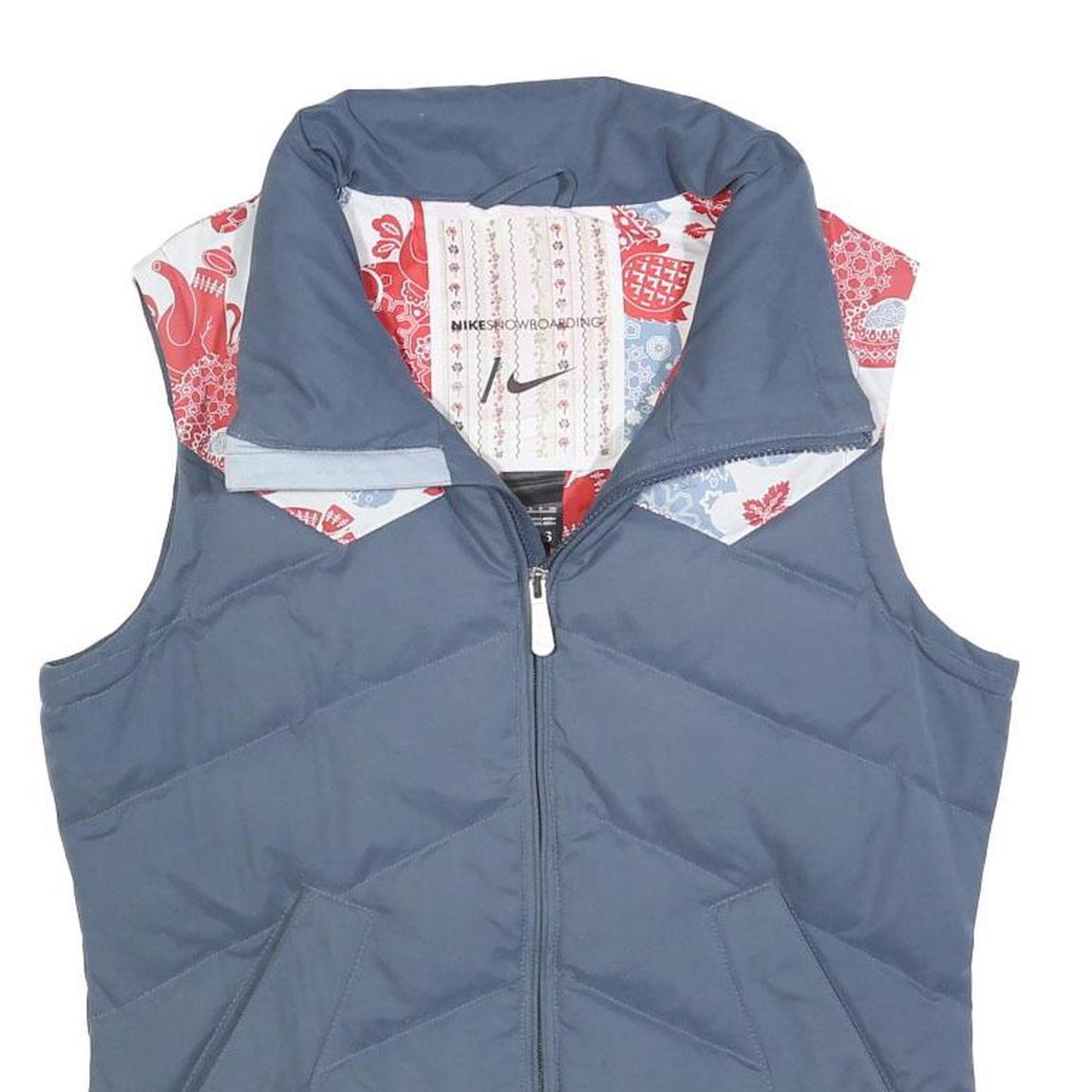 NIKE Womens Blue & Red Sleeveless Zip Polyester Blend Outdoor Jacket S