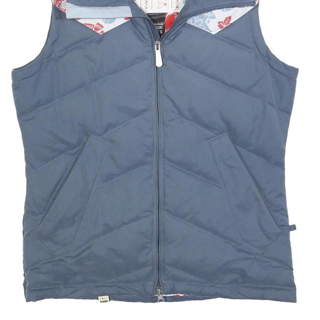 NIKE Womens Blue & Red Sleeveless Zip Polyester Blend Outdoor Jacket S
