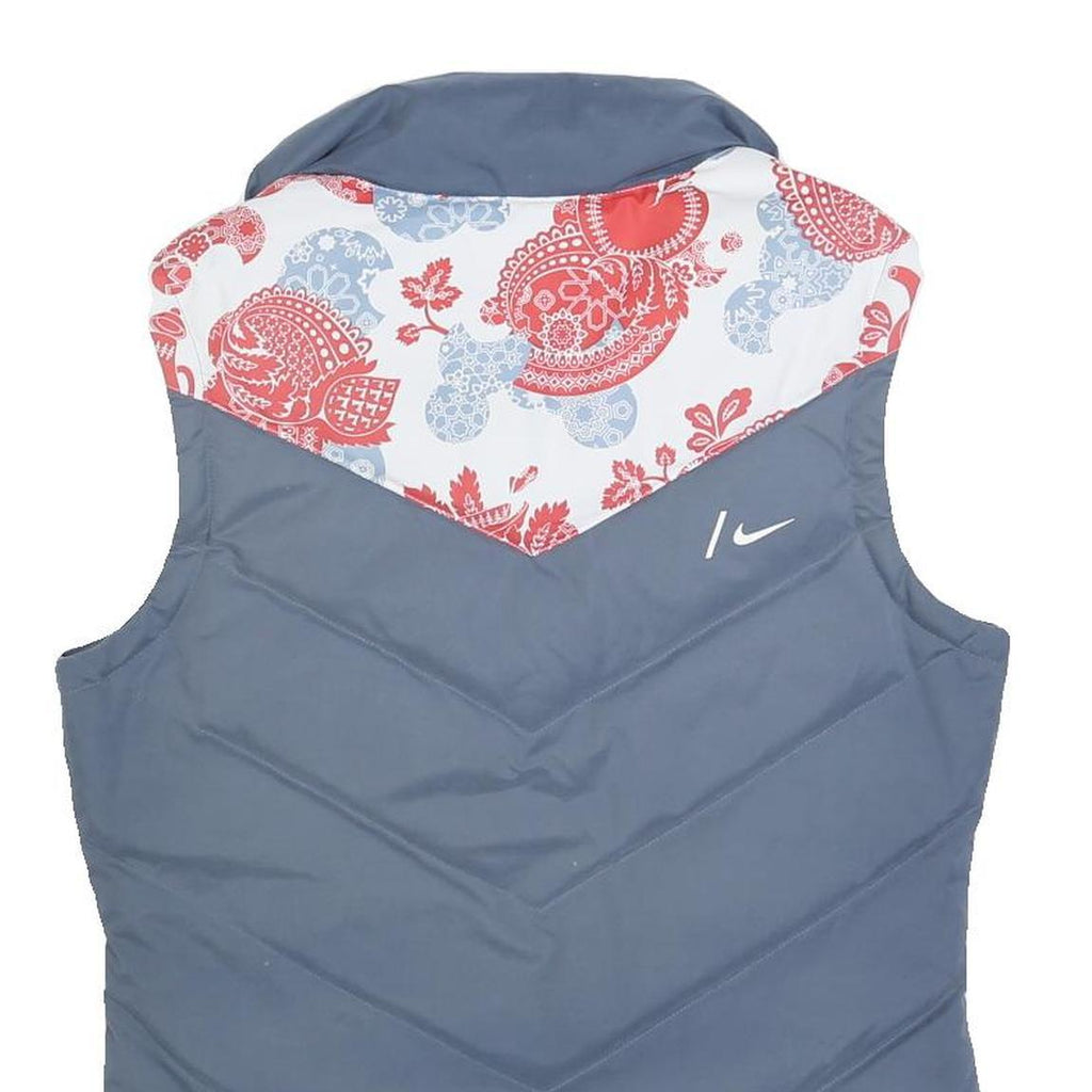NIKE Womens Blue & Red Sleeveless Zip Polyester Blend Outdoor Jacket S