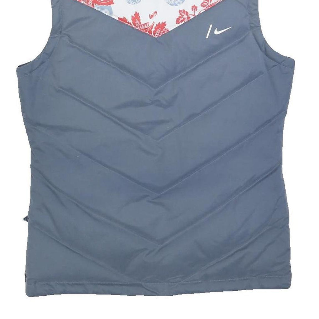 NIKE Womens Blue & Red Sleeveless Zip Polyester Blend Outdoor Jacket S