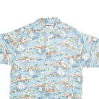 PRESENCE Mens Blue Rayon Island Print Shirt M Summer Casual Button Up