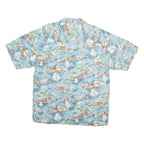 PRESENCE Mens Blue Rayon Island Print Shirt M Summer Casual Button Up