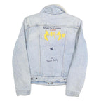 LEVI'S Womens Blue Denim Sherpa Collar Button Jacket M Cotton Embroidered