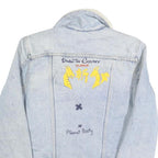 LEVI'S Womens Blue Denim Sherpa Collar Button Jacket M Cotton Embroidered