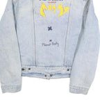 LEVI'S Womens Blue Denim Sherpa Collar Button Jacket M Cotton Embroidered