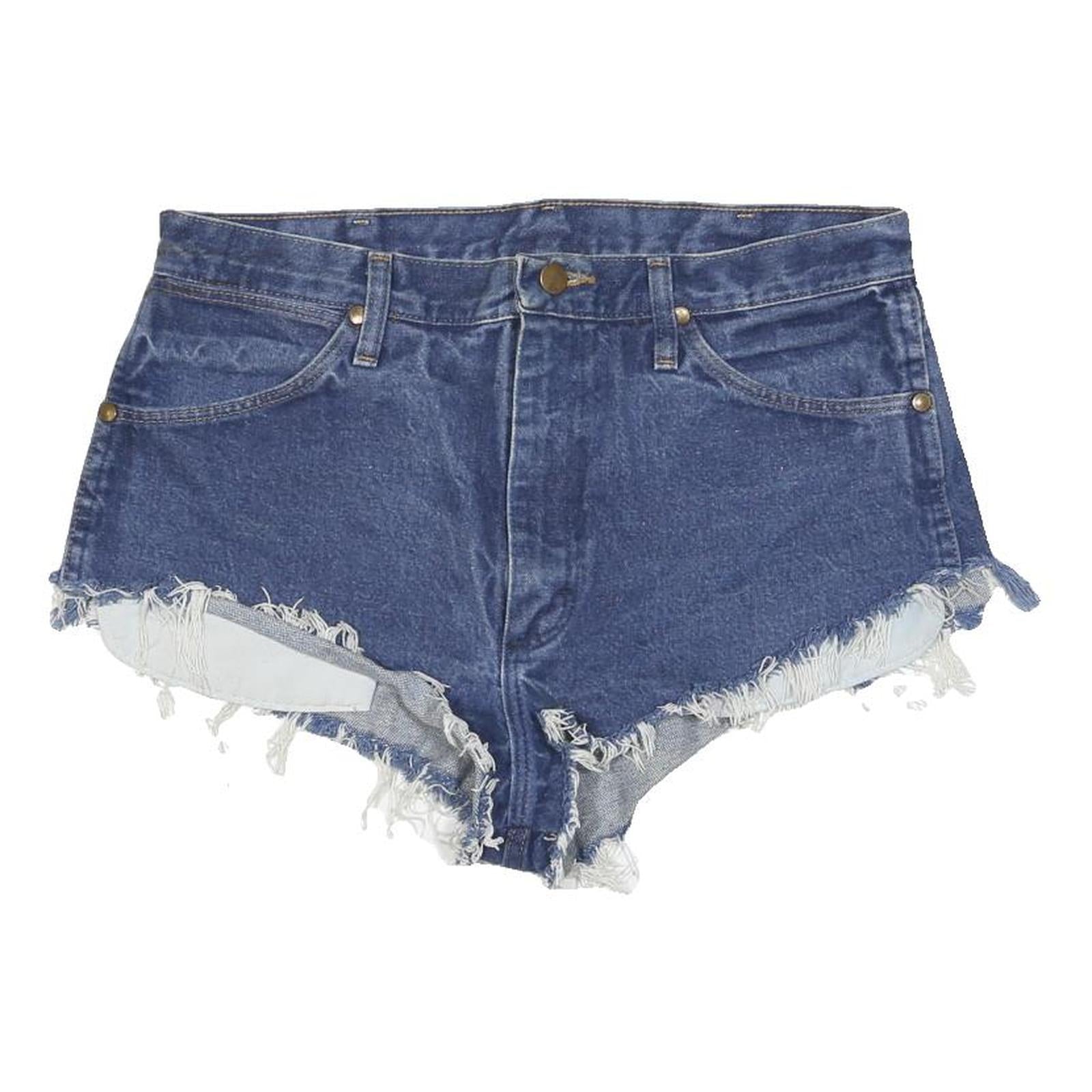 WRANGLER Womens Shorts Blue Denim Cut-Off L W36 Frayed Hem Casual Summer