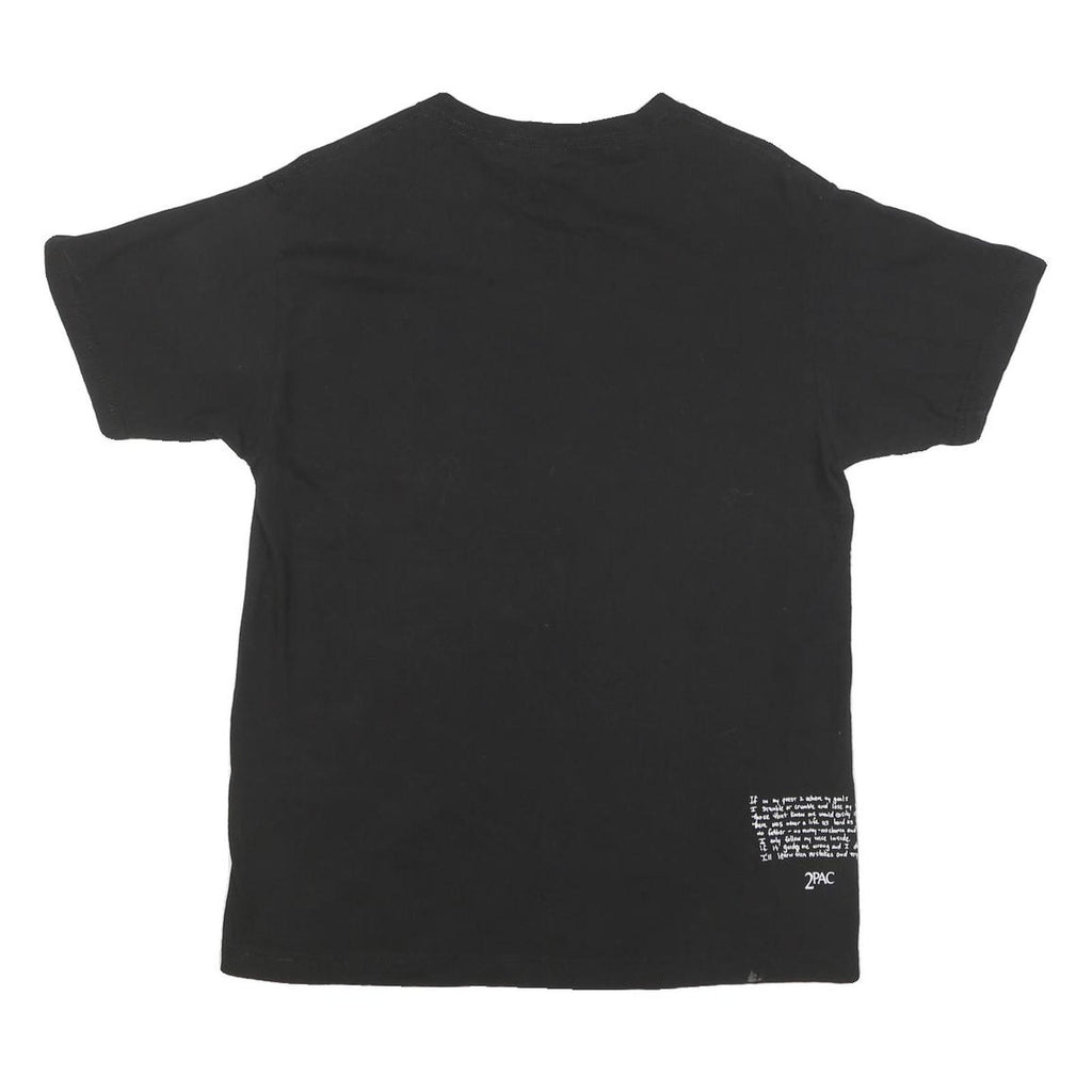 2PAC Mens Black Photo Graphic T-Shirt M Short Sleeve Crew Neck Cotton Blend