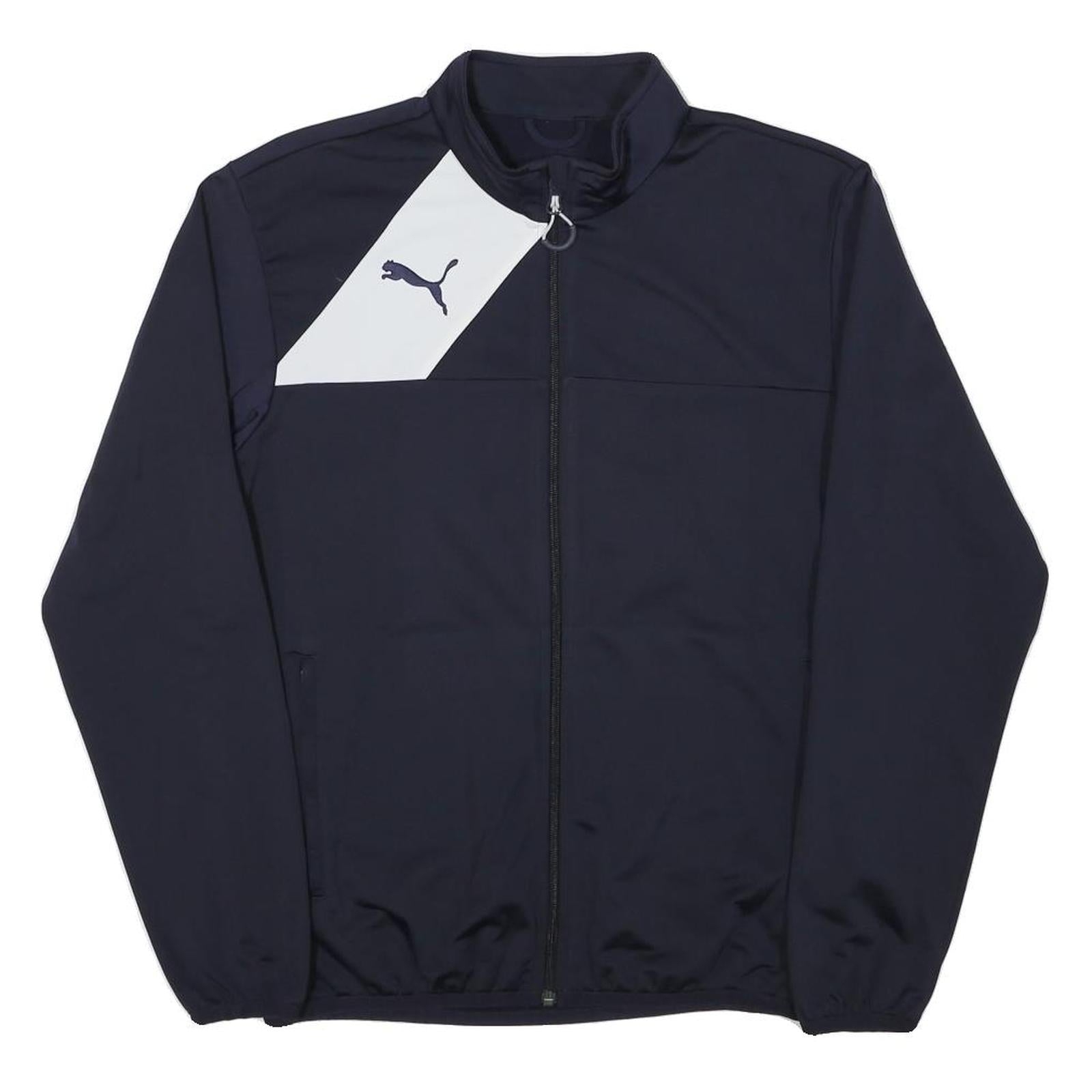 PUMA Mens Navy Blue Sports Jacket M Polyester Blend Zip Plain Athletic