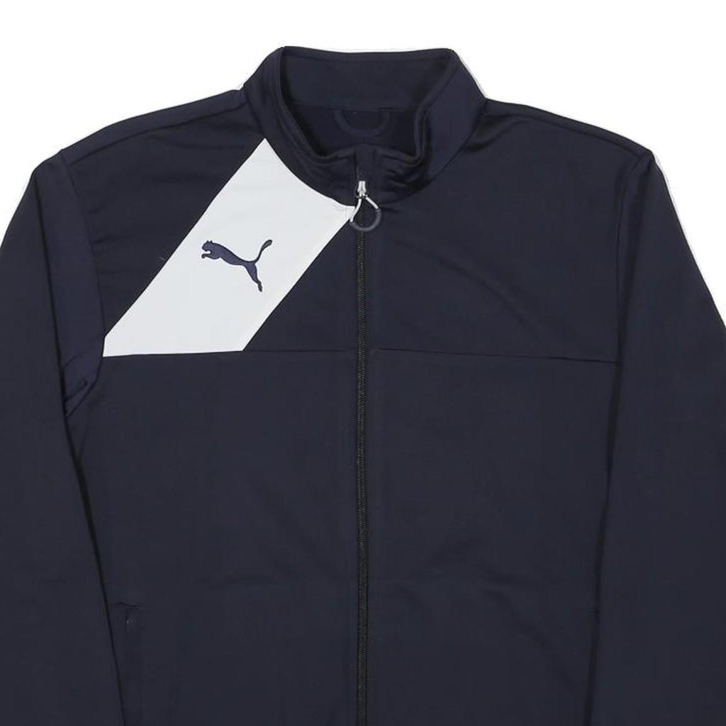 PUMA Mens Navy Blue Sports Jacket M Polyester Blend Zip Plain Athletic