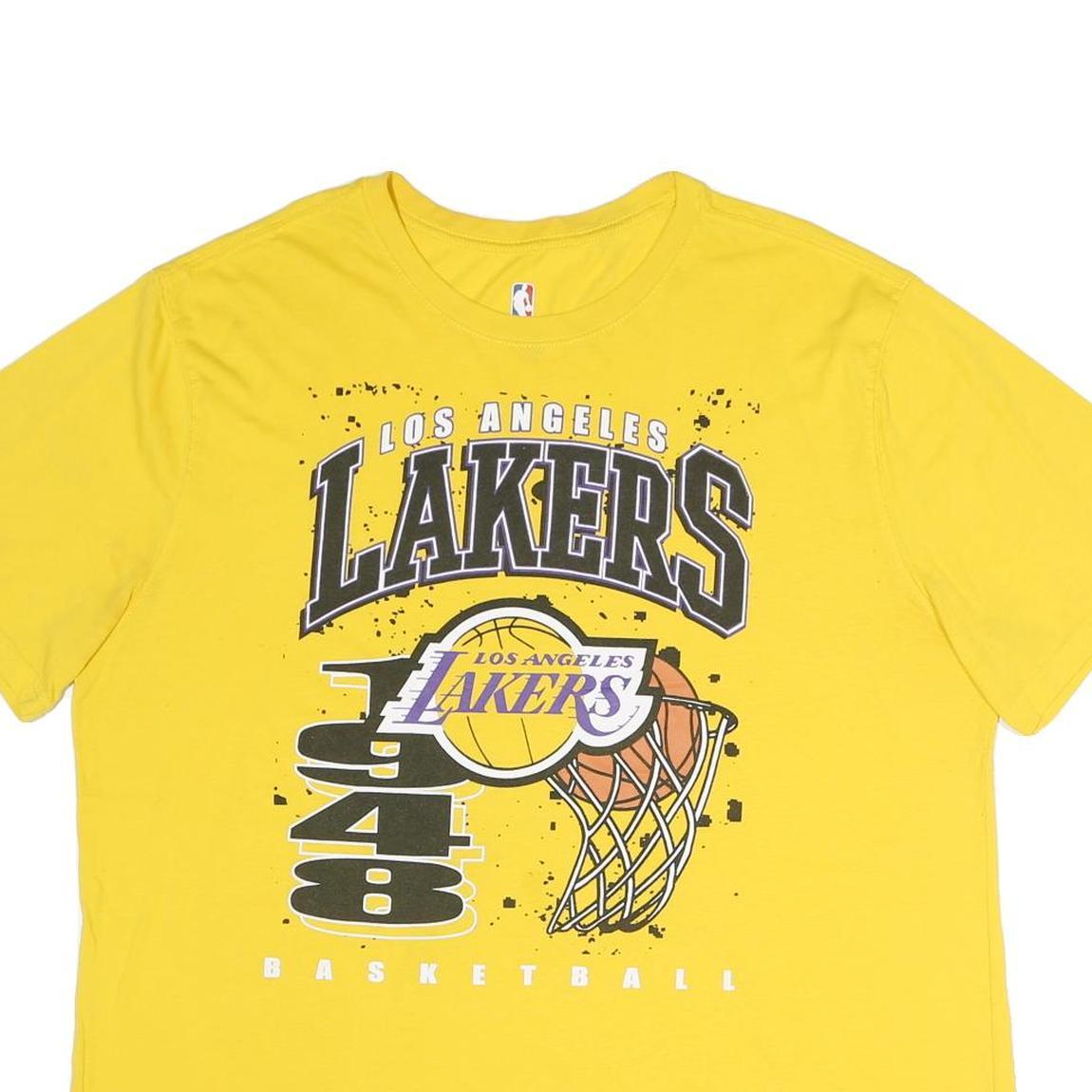 NBA Mens Yellow Los Angeles Lakers Basketball T-Shirt 2XL Short Sleeve Crew Neck